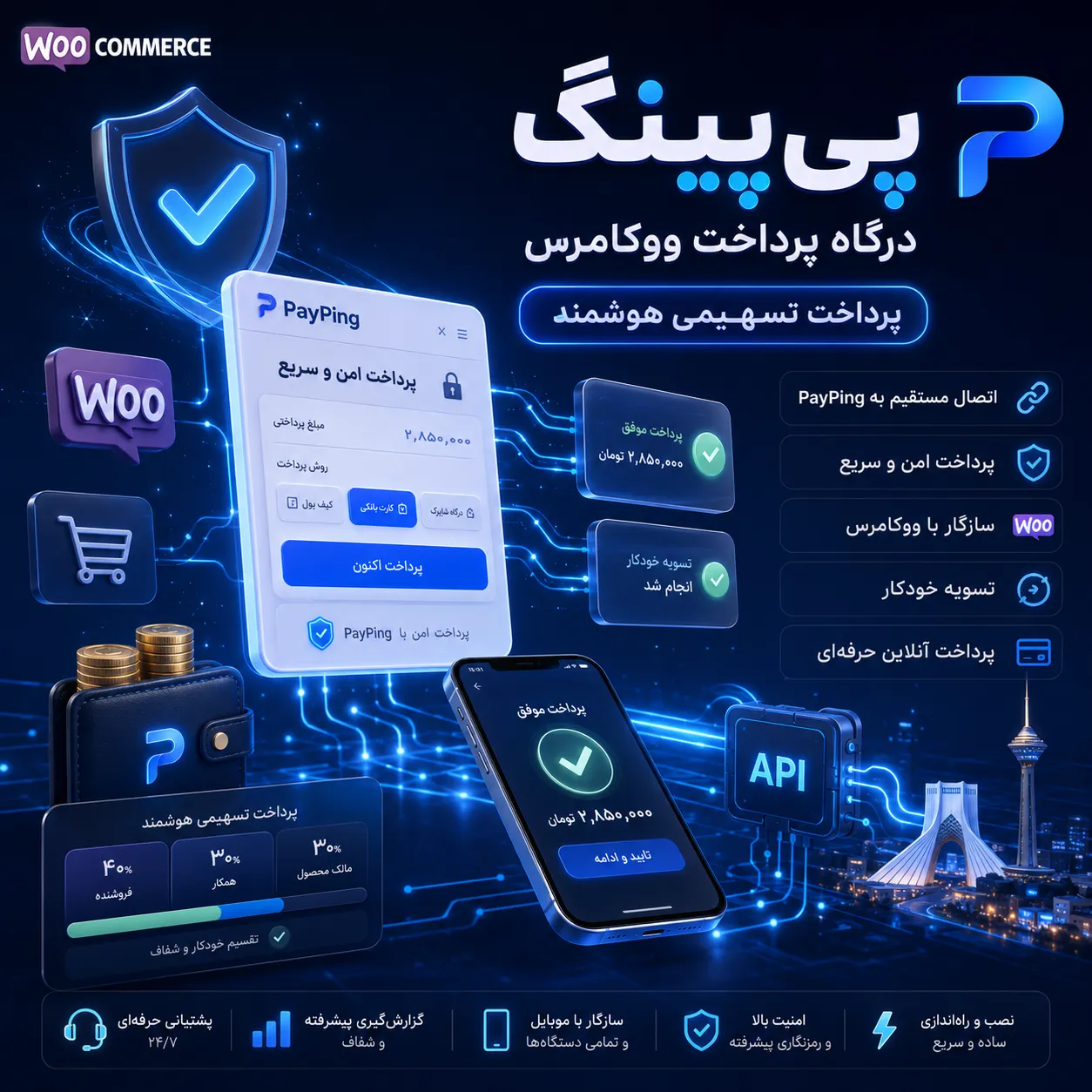 افزونه پی پینگ ووکامرس | درگاه پرداخت تسهیمی WooCommerce